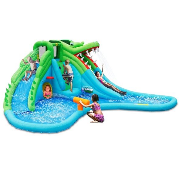 מתקן מים מתנפח 9517 הכולל 2 מגלשות + תותח מים בעיצוב תנין מבית HAPPY HOP