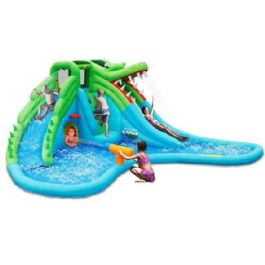 מתקן מים מתנפח 9517 הכולל 2 מגלשות + תותח מים בעיצוב תנין מבית HAPPY HOP