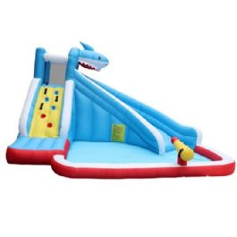 מתקן מים מתנפח 63114 הכולל קיר טיפוס/מגלשה/בריכת שכשוכית/תותח מים JUMPER