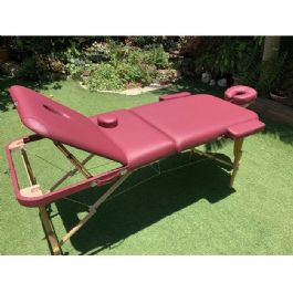 מיטת טיפולים מסיבית מעץ מלא 280911 צבע בורדו יחודי