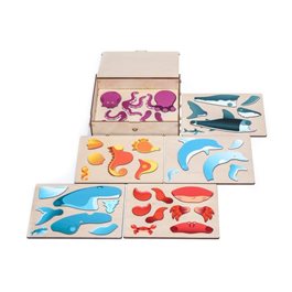 סט פאזל מגנטי אוקיינוס 101106 משחק עץ חינוכי לילדים - מונטסורי