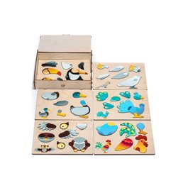 סט פאזל מגנטי ציפורים 101109 משחק עץ חינוכי לילדים - מונטסורי