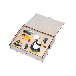 סט פאזל מגנטי ציפורים 101109 משחק עץ חינוכי לילדים - מונטסורי