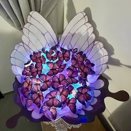 זר פרפרים עם אורות לד 242348 עבודת יד מבית CITYSPORT