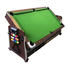 שולחן סנוקר 4 ב -1 איכותי 250606 בגודל 7 פיט, בעל 4 מצבים – בצבע חום ובד ירוק