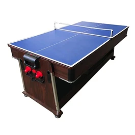 שולחן סנוקר 4 ב -1 איכותי 250606 בגודל 7 פיט, בעל 4 מצבים – בצבע חום ובד ירוק