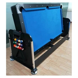 שולחן סנוקר משולב 5 ב -1 איכותי 250607 בגודל 7 פיט, בעל 5 מצבים בצבע שחור עם בד כחול