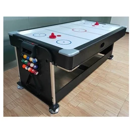 שולחן סנוקר משולב 5 ב -1 איכותי 250607 בגודל 7 פיט, בעל 5 מצבים בצבע שחור עם בד כחול