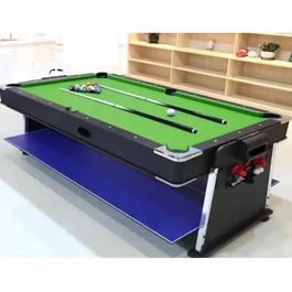 שולחן סנוקר משולב 5 ב -1 איכותי 250608 בגודל 7 פיט, בעל 5 מצבים בצבע שחור בד ירוק