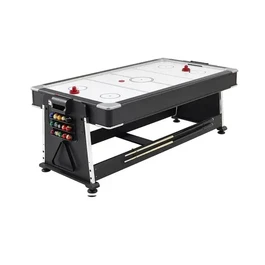 שולחן סנוקר משולב 5 ב -1 איכותי 250608 בגודל 7 פיט, בעל 5 מצבים בצבע שחור בד ירוק