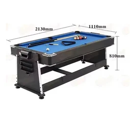 שולחן סנוקר משולב 5 ב -1 איכותי 250608 בגודל 7 פיט, בעל 5 מצבים בצבע שחור בד ירוק