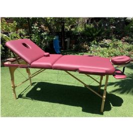 מיטת טיפולים מסיבית מעץ מלא 280911 צבע בורדו יחודי