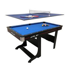 שולחן ביליארד 3 משחקים באחד 100144 מתקפל בגודל 5 פיט, כולל שולחן טניס Riley ריילי ופלטת שולחן אוכל